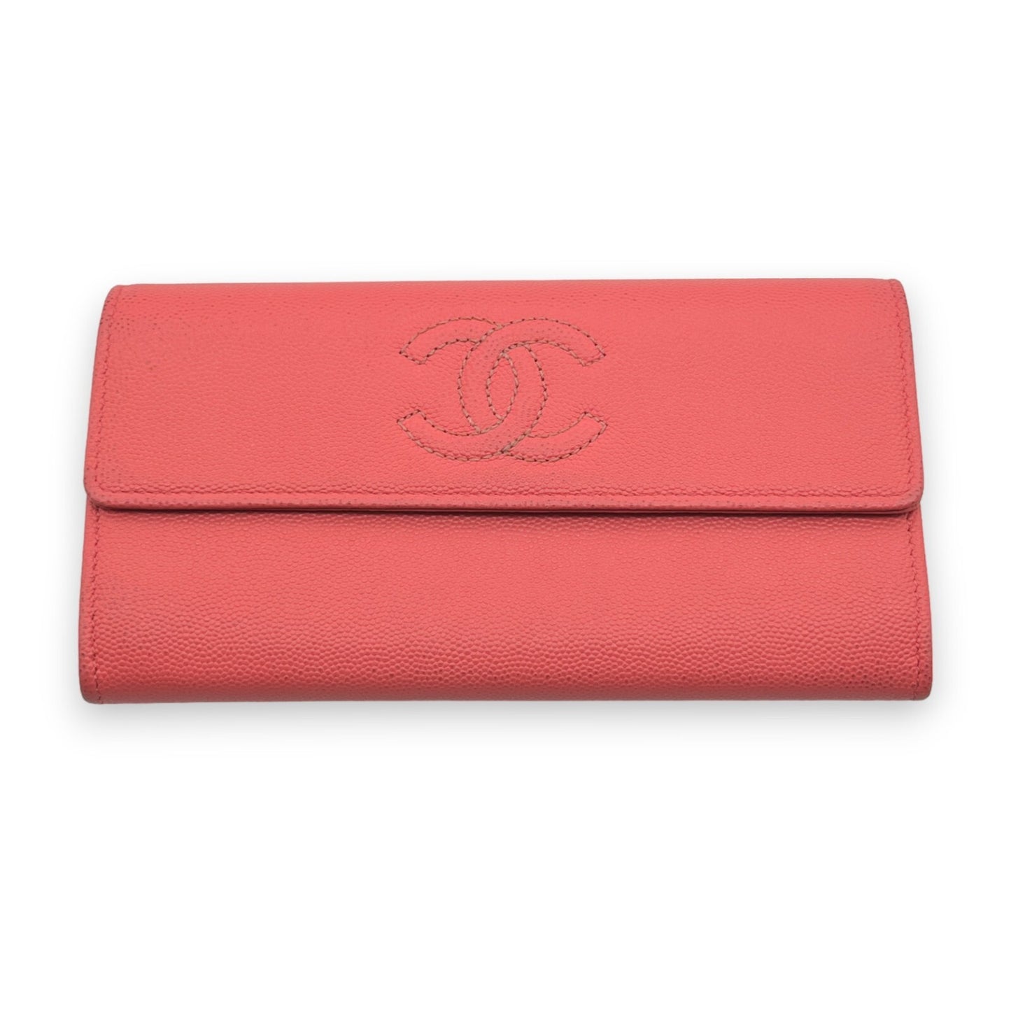 Chanel Caviar Skin Leather Long Wallet  Pink w/ Dust Bag & Certificate