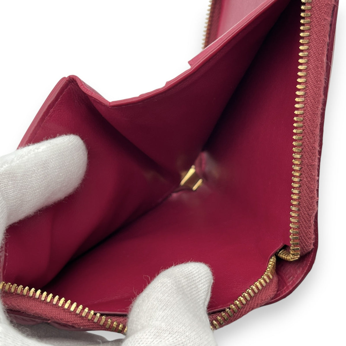 Bottega Veneta Padded Paper Calf Mini Wallet Burgundy Red Zipper