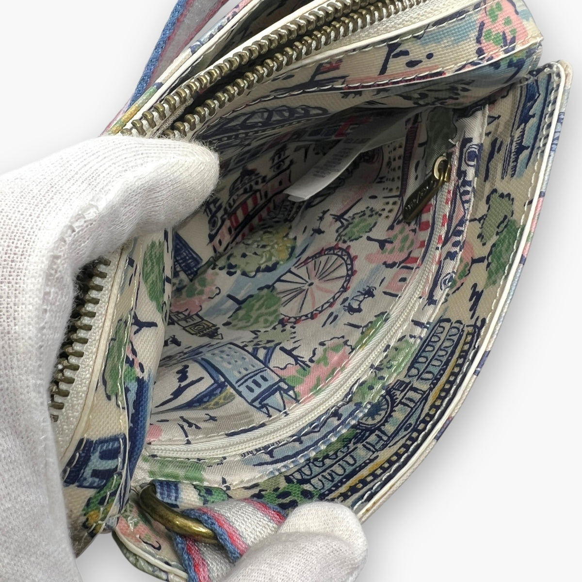 Cath Kidston Mini Shoulder Bag London Cityscape Scenery Pattern Oilcloth Blue