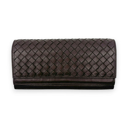 Bottega Veneta Intrecciato Brown Leather Long Wallet w/ Box