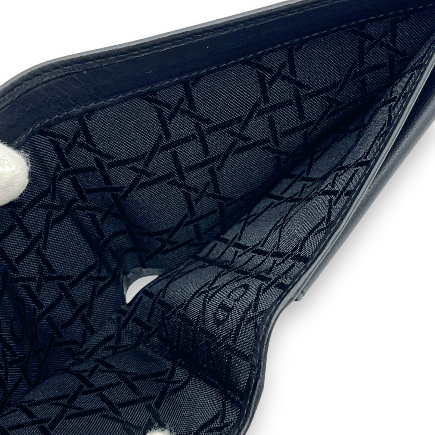 Christian Dior Black Leather Bifold Wallet with Silver Logo Plate