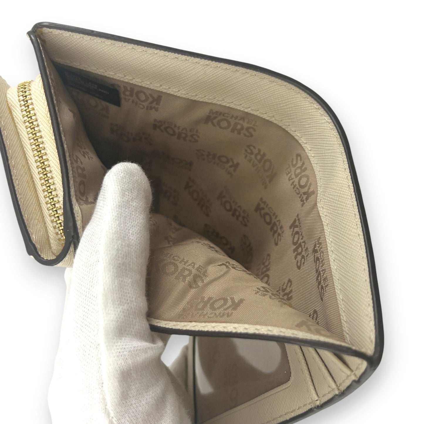 Michael Kors White Leather Compact Bifold Wallet