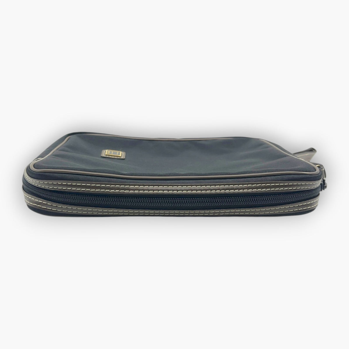 dunhill Clutch Bag Second Bag Black Canvas Leather Made in France