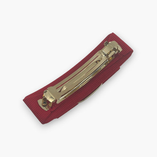 Salvatore Ferragamo Vintage Vara Bow Hair Barrette Clip Red Gold-tone