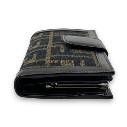 Fendi Zucca  Canvas Leather Bifold Wallet in Brown /w Box