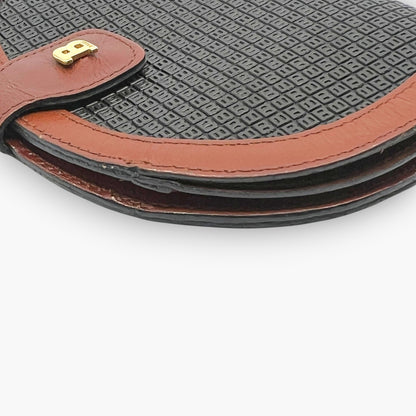 BALLY Vintage Coin Purse Wallet Leather Brown Black B Logo Made in Italy Compact