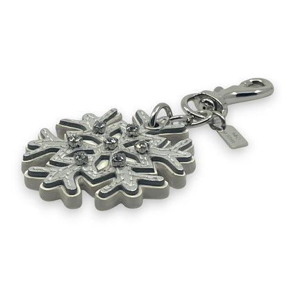 Coach Snowflake Keychain Bag Charm in Silver with Rhinestone