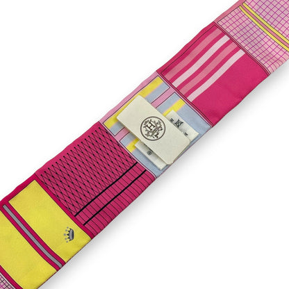 Hermès Twilly Silk Scarf Pink Horses Print 100% Silk with Box