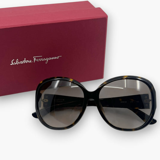 Salvatore Ferragamo Sunglasses SF681SA Brown Tortoise Vara Bow Motif Italy w/Box