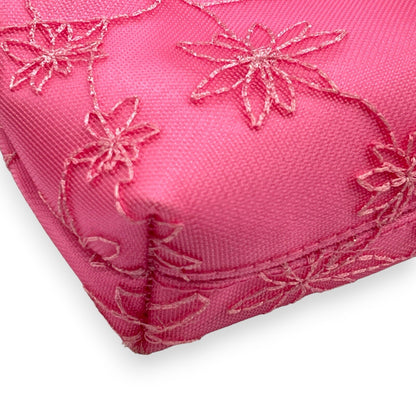 Givenchy Cosmetic Pouch Pink Floral Pattern Silver Logo Zipper