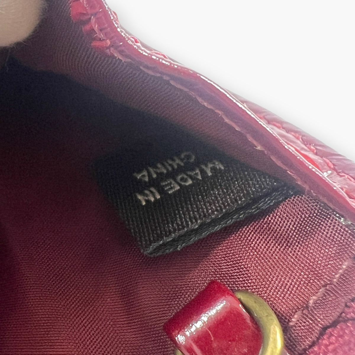 Coach Coin Case Key Ring Zip Wallet Patent Leather Burgundy