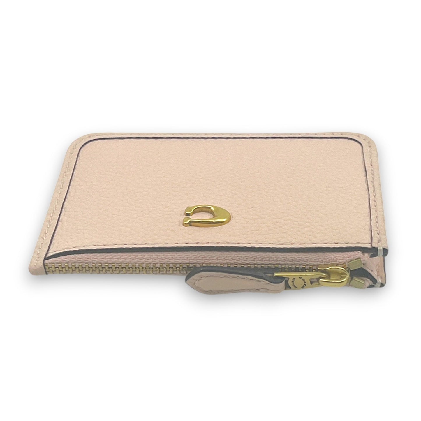 Coach Zip Card Case Coin Purse Light Pink Leather with Key Ring