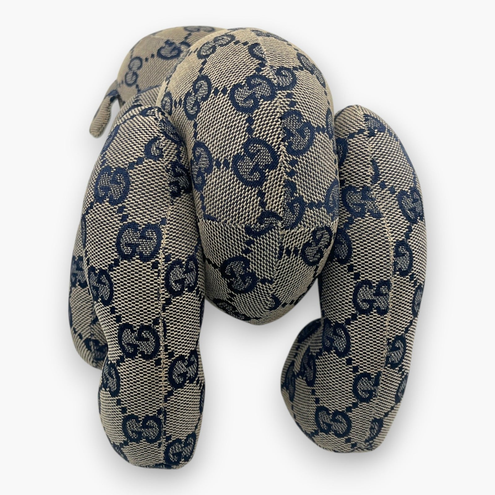 Gucci GG Monogram Canvas Teddy Bear Plush Doll Beige Navy