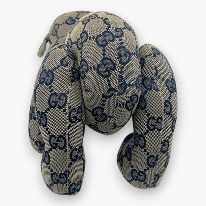 Gucci GG Monogram Canvas Teddy Bear Plush Doll Beige Navy