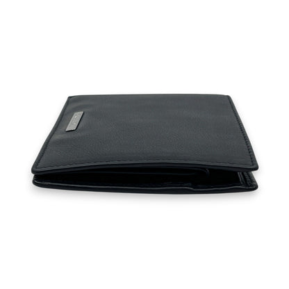 Christian Dior Black Leather Bifold Wallet with Silver Logo Plate