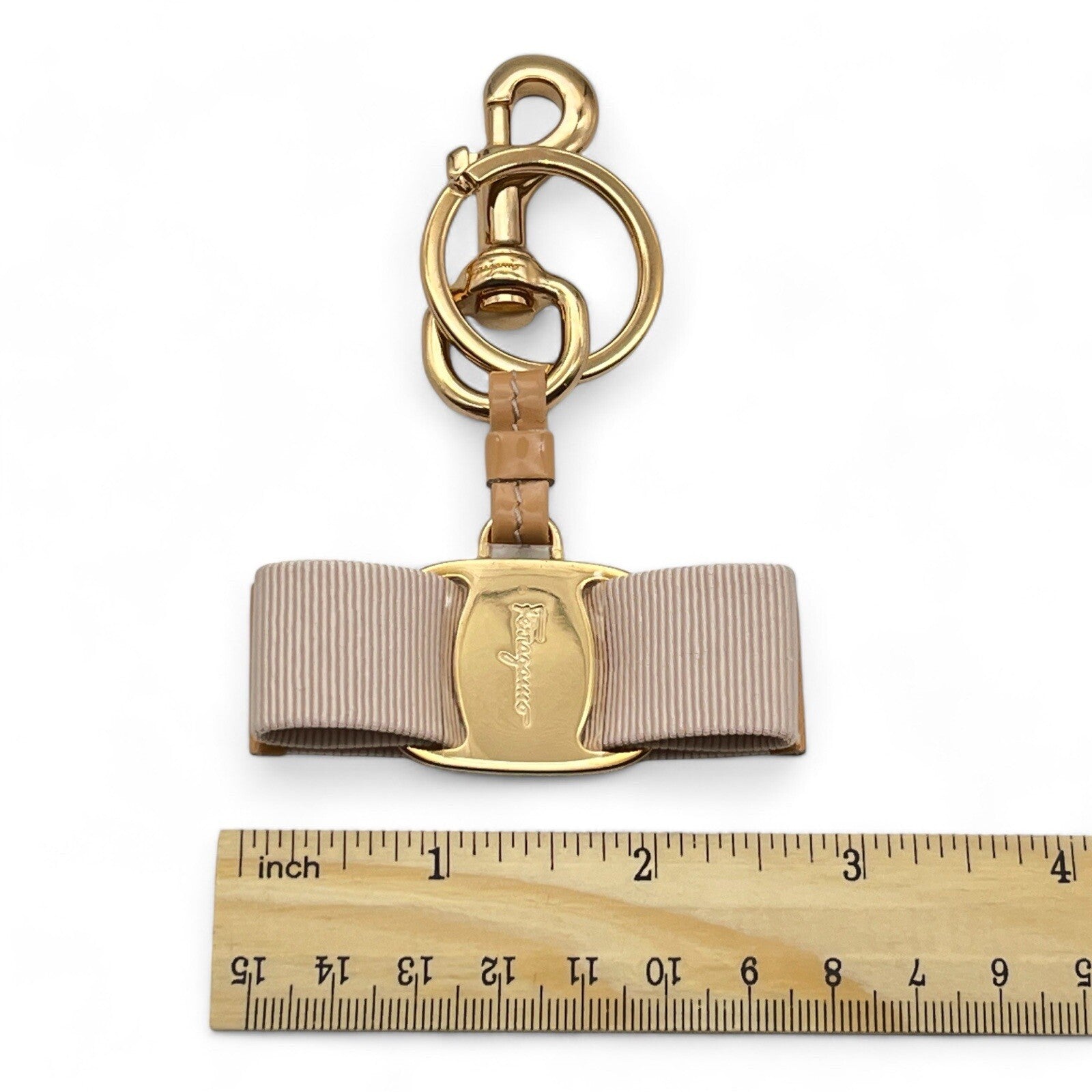 Salvatore Ferragamo Key Ring with Vara Charm in Light Pink w/ Original Box