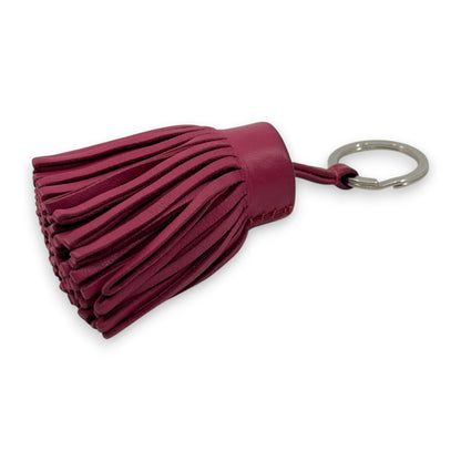 Hermès Carmen Rose Pourpre Pink Leather Tassel Key Ring Charm w/ Box