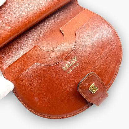 BALLY Vintage Coin Purse Wallet Leather Brown Black B Logo Made in Italy Compact
