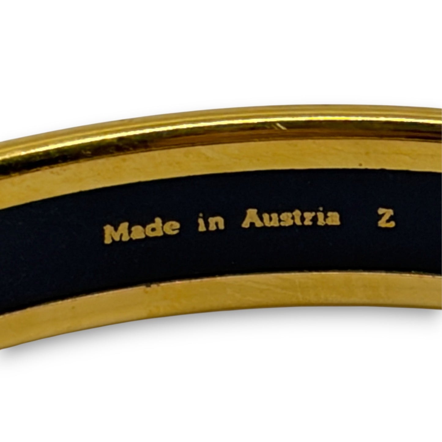 Hermes Enamel Bracelet Bangle Émail PM Gold Black w/ Box