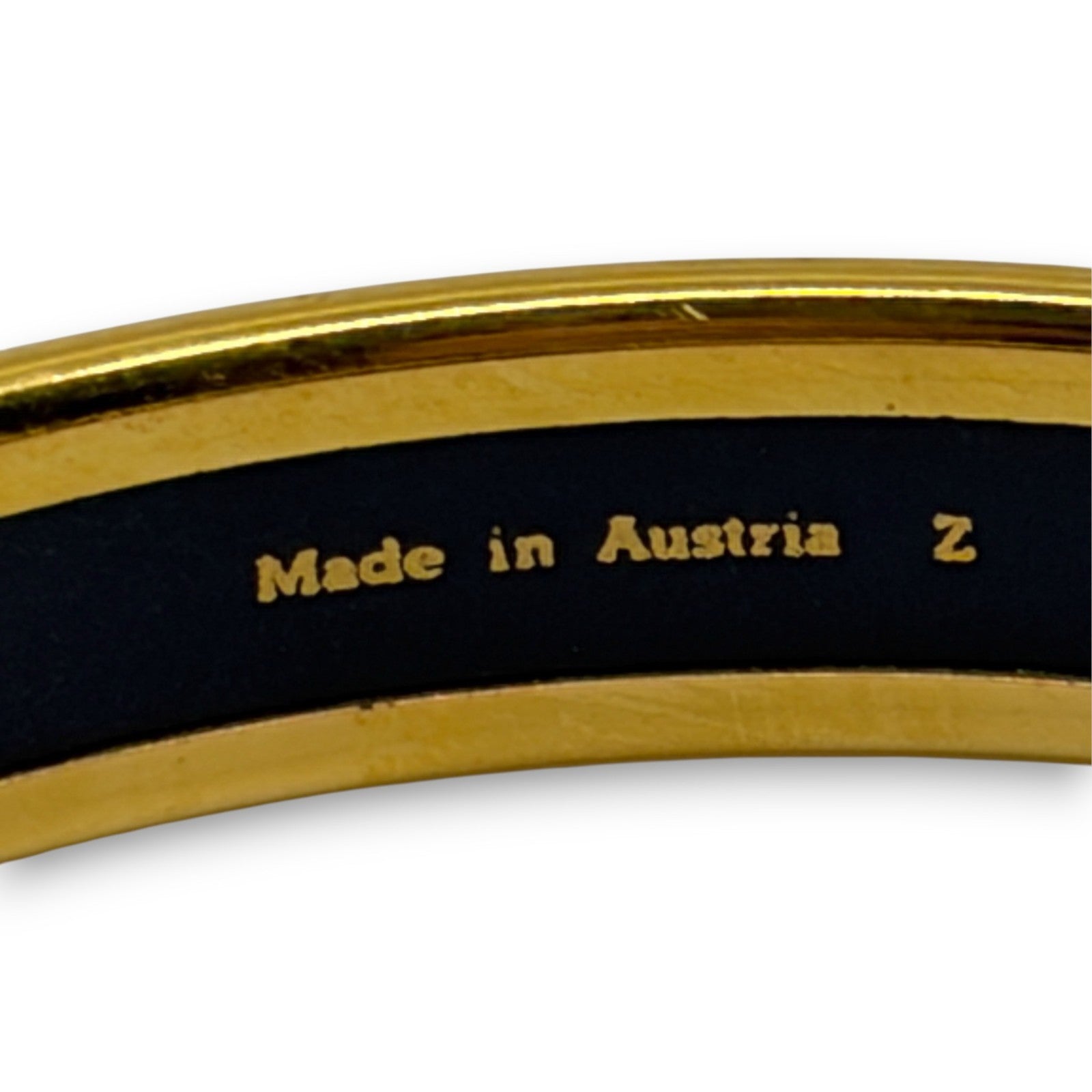 Hermes Enamel Bracelet Bangle Émail PM Gold Black w/ Box