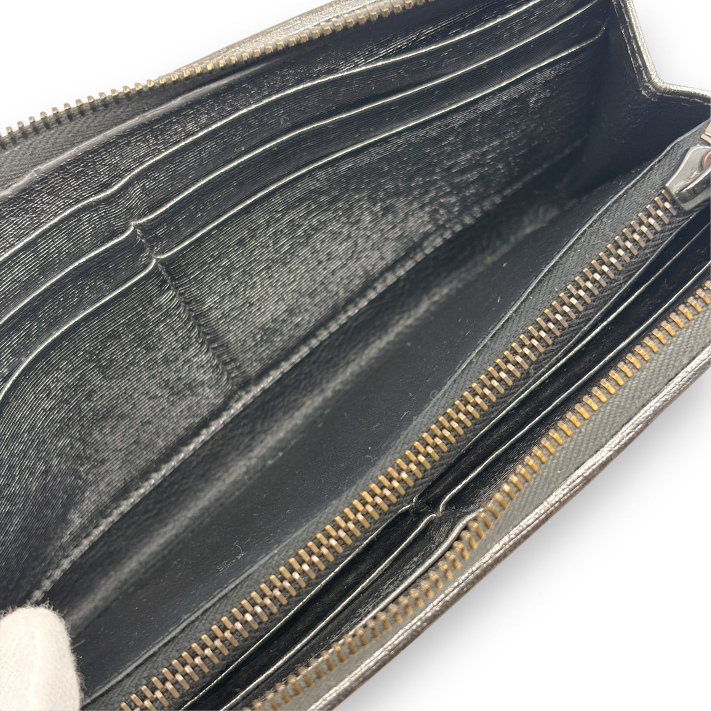 Bottega Veneta Intrecciato Long Wallet Silver Leather w/ Box