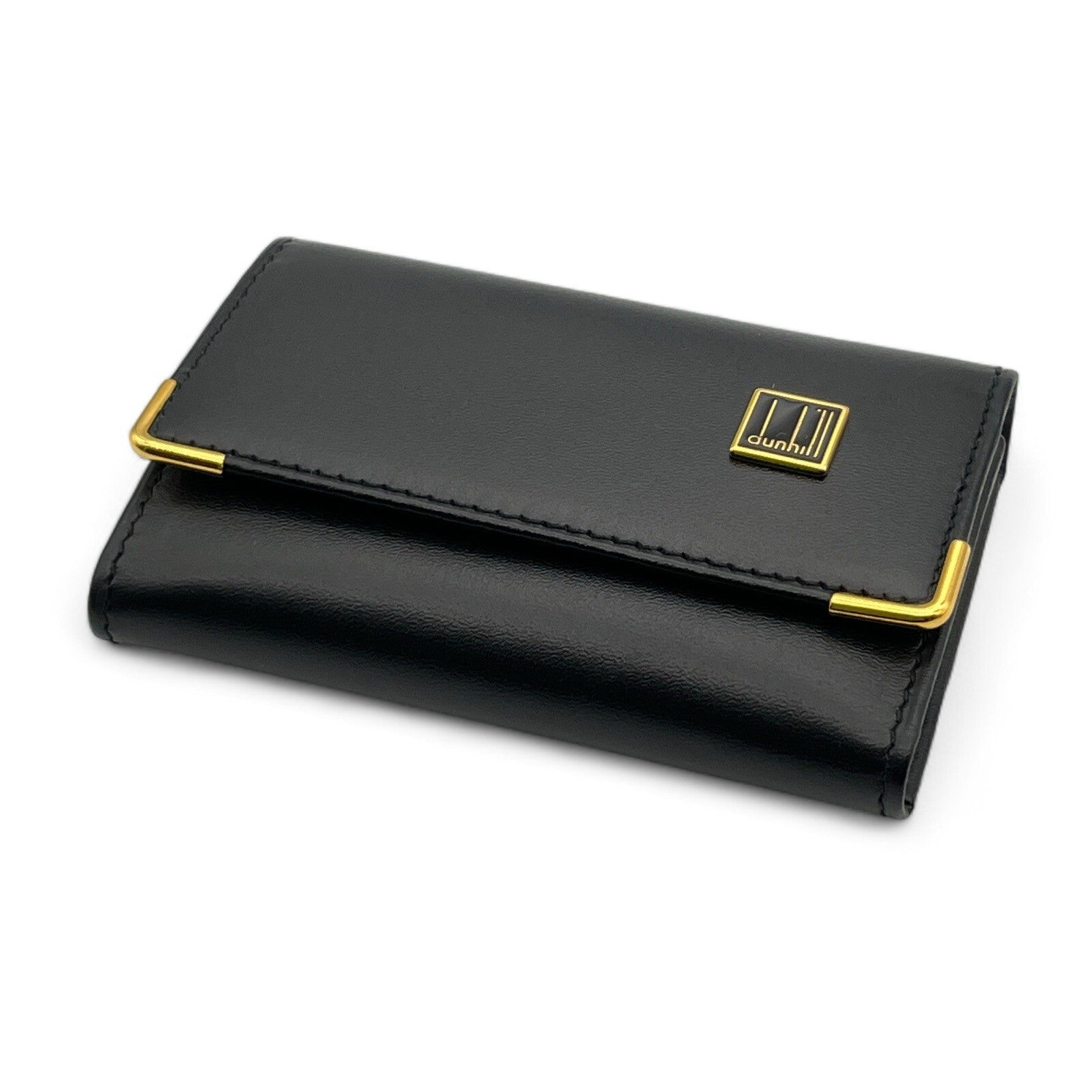 dunhill London Leather Key Case 6 Rings Black w/ Box & Dust Bag