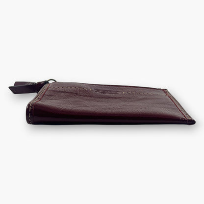 Coach Coin Case Key Ring Zip Wallet Patent Leather Burgundy