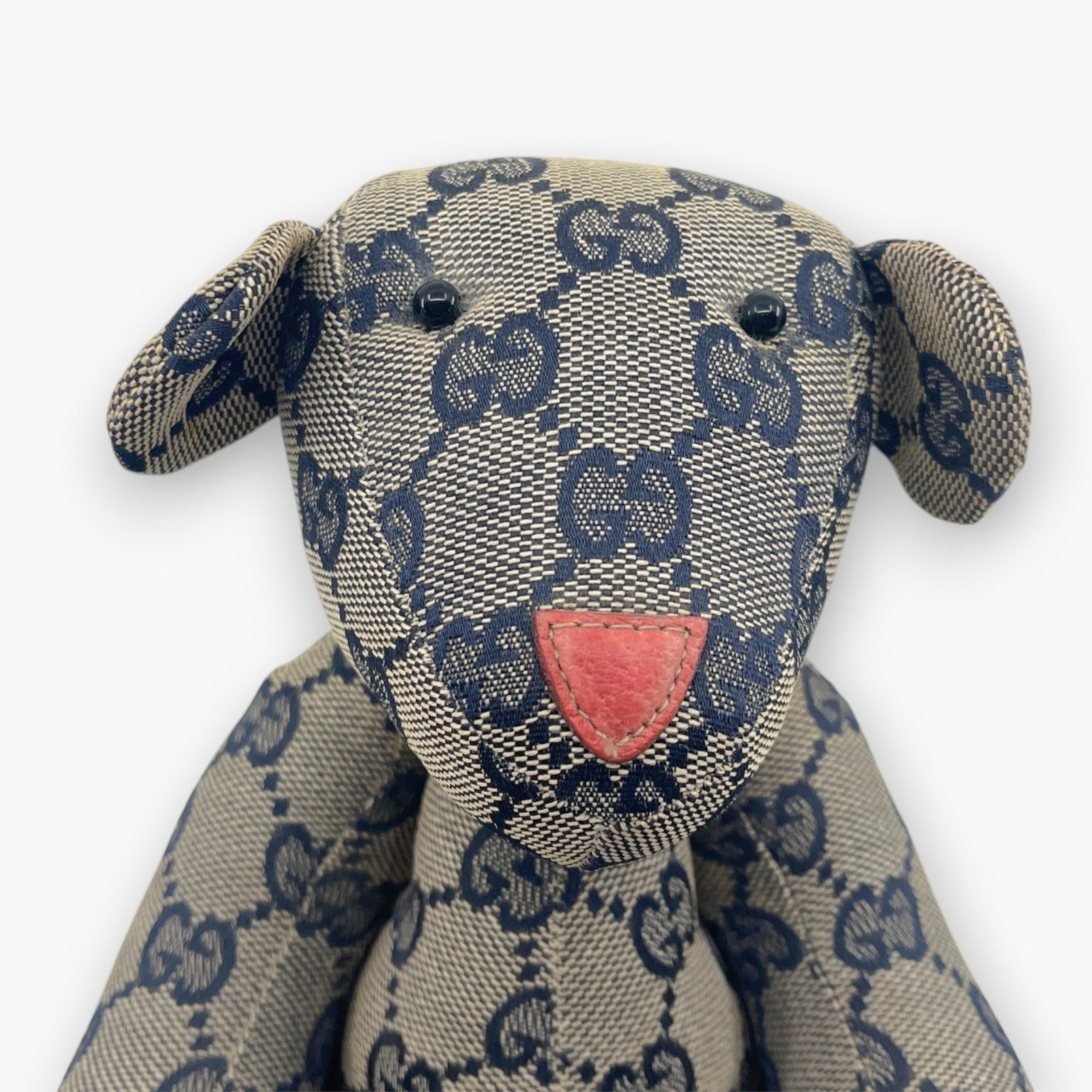 Gucci GG Monogram Canvas Teddy Bear Plush Doll Beige Navy