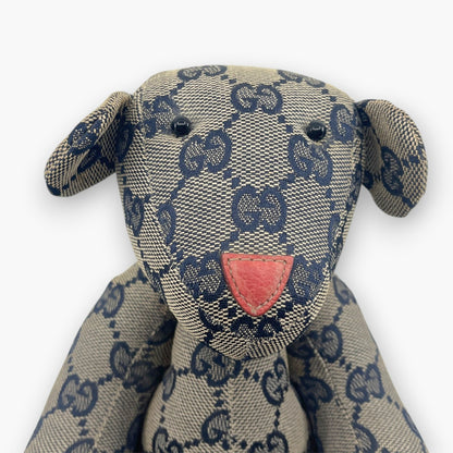 Gucci GG Monogram Canvas Teddy Bear Plush Doll Beige Navy
