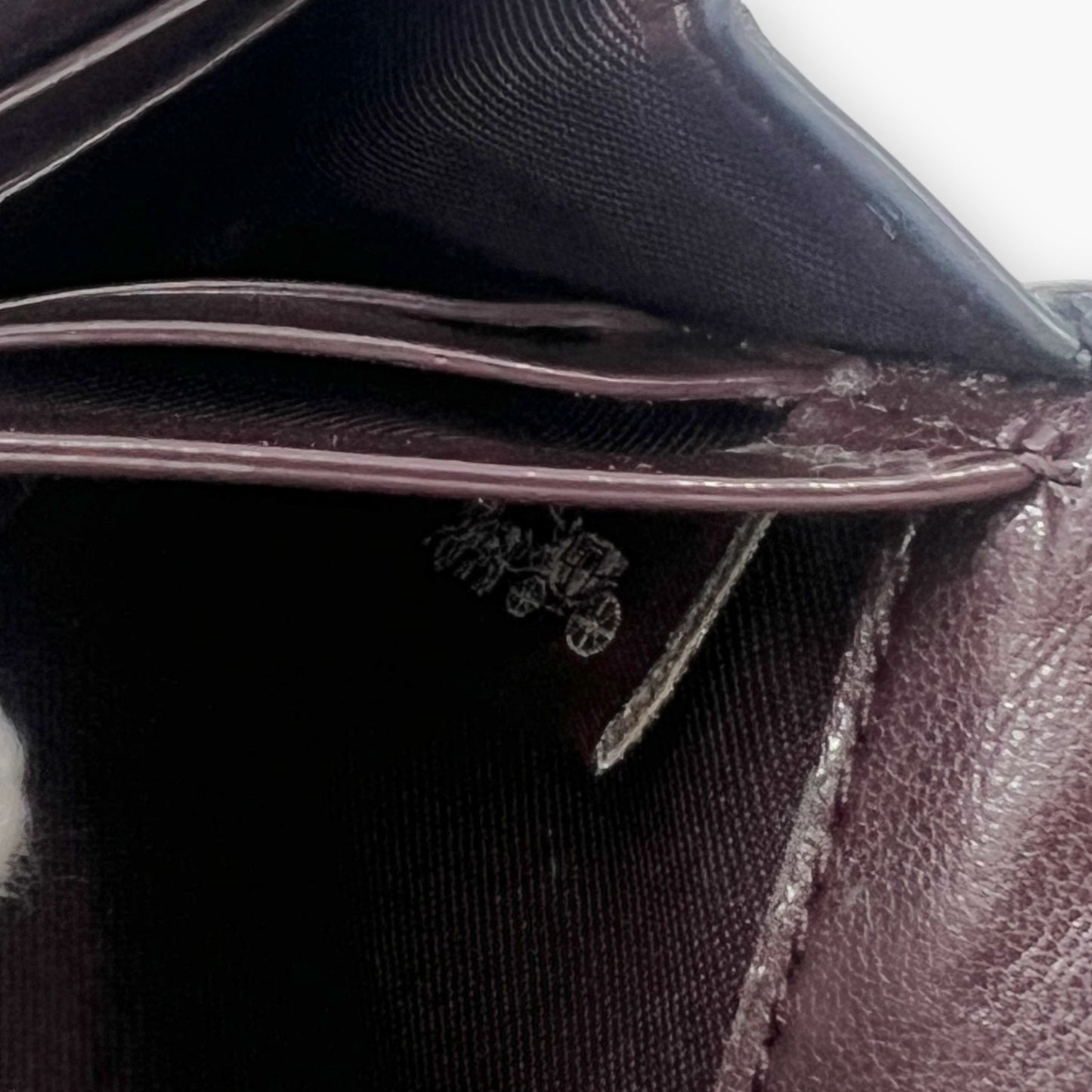 Coach Studded Scallop Flap Long Wallet Snap Closure Black Leather