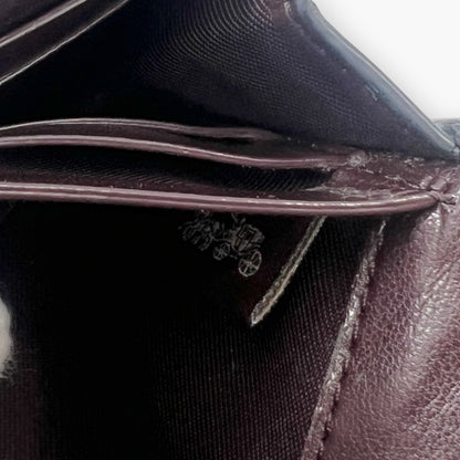 Coach Studded Scallop Flap Long Wallet Snap Closure Black Leather