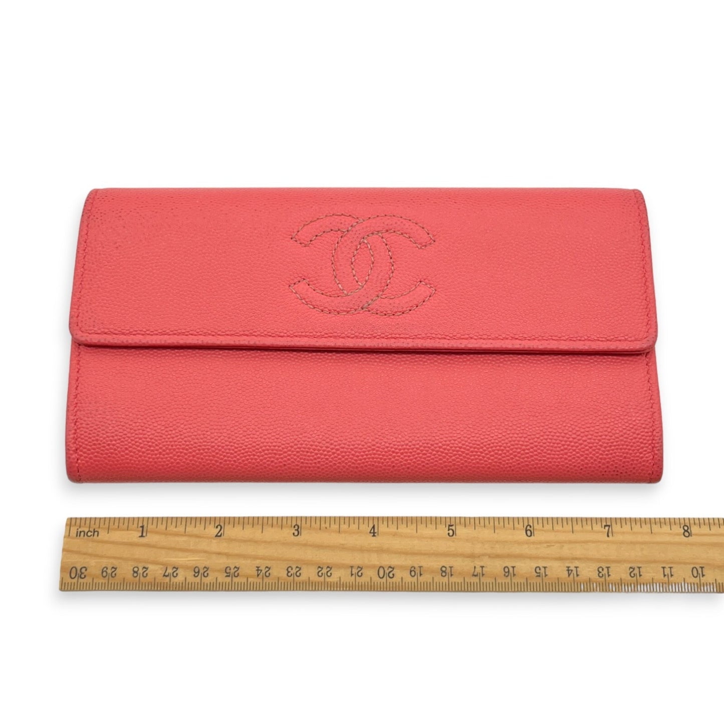 Chanel Caviar Skin Leather Long Wallet  Pink w/ Dust Bag & Certificate