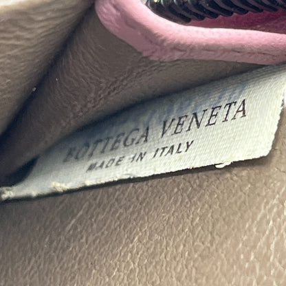 Bottega Veneta Intrecciato Leather Compact Zip-Around Wallet Pink