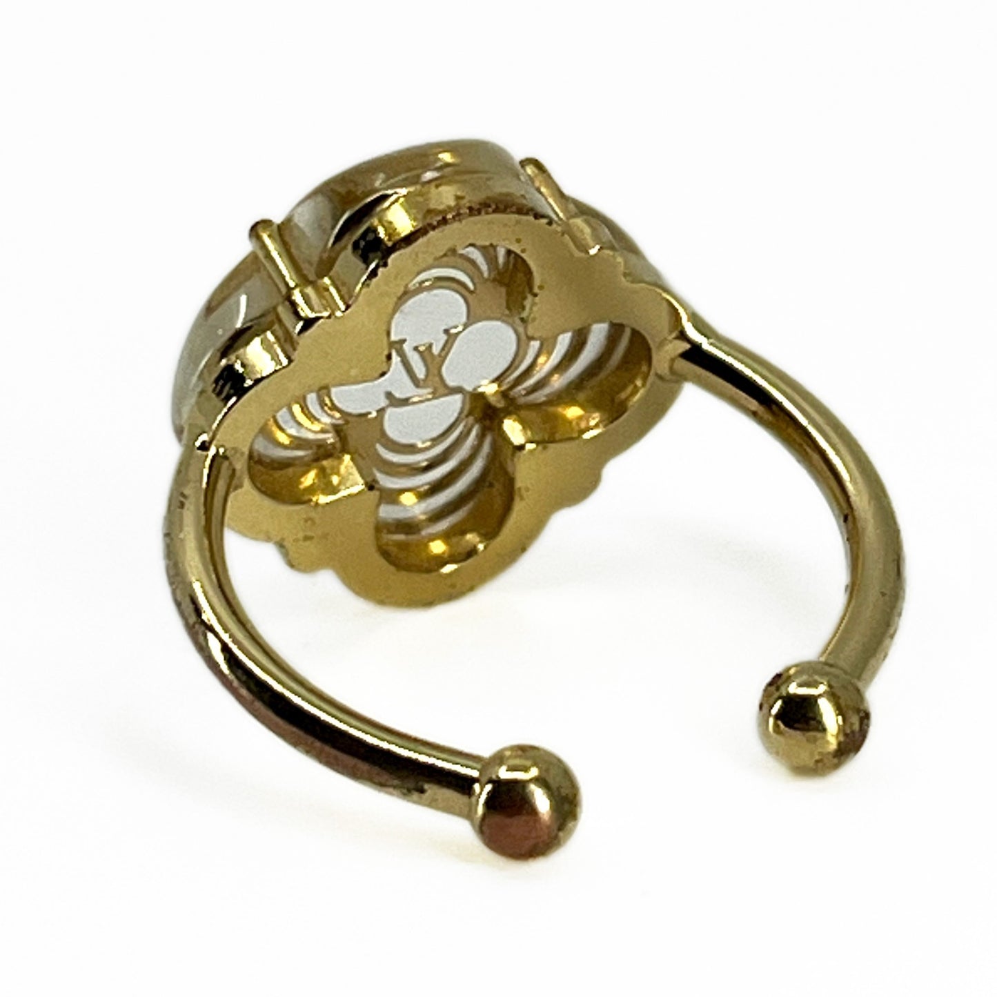 Louis Vuitton Monogram Flower Resin Ring Gold Tone Size US 3.5 (Japan 5) Pinky