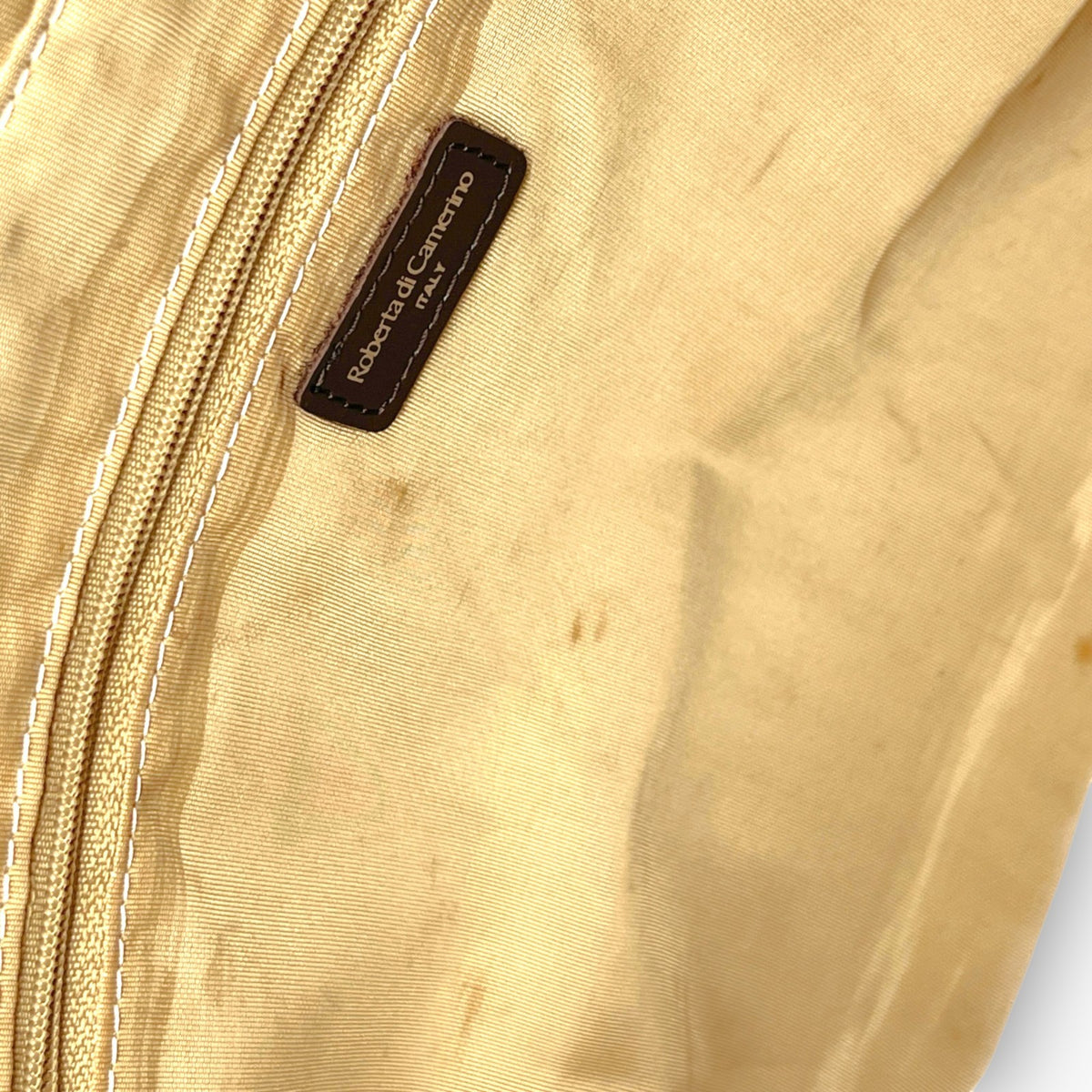 Roberta di Camerino Nylon Tote Bag Monogram Beige Brown Made in Italy Vintage