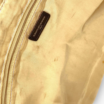 Roberta di Camerino Nylon Tote Bag Monogram Beige Brown Made in Italy Vintage
