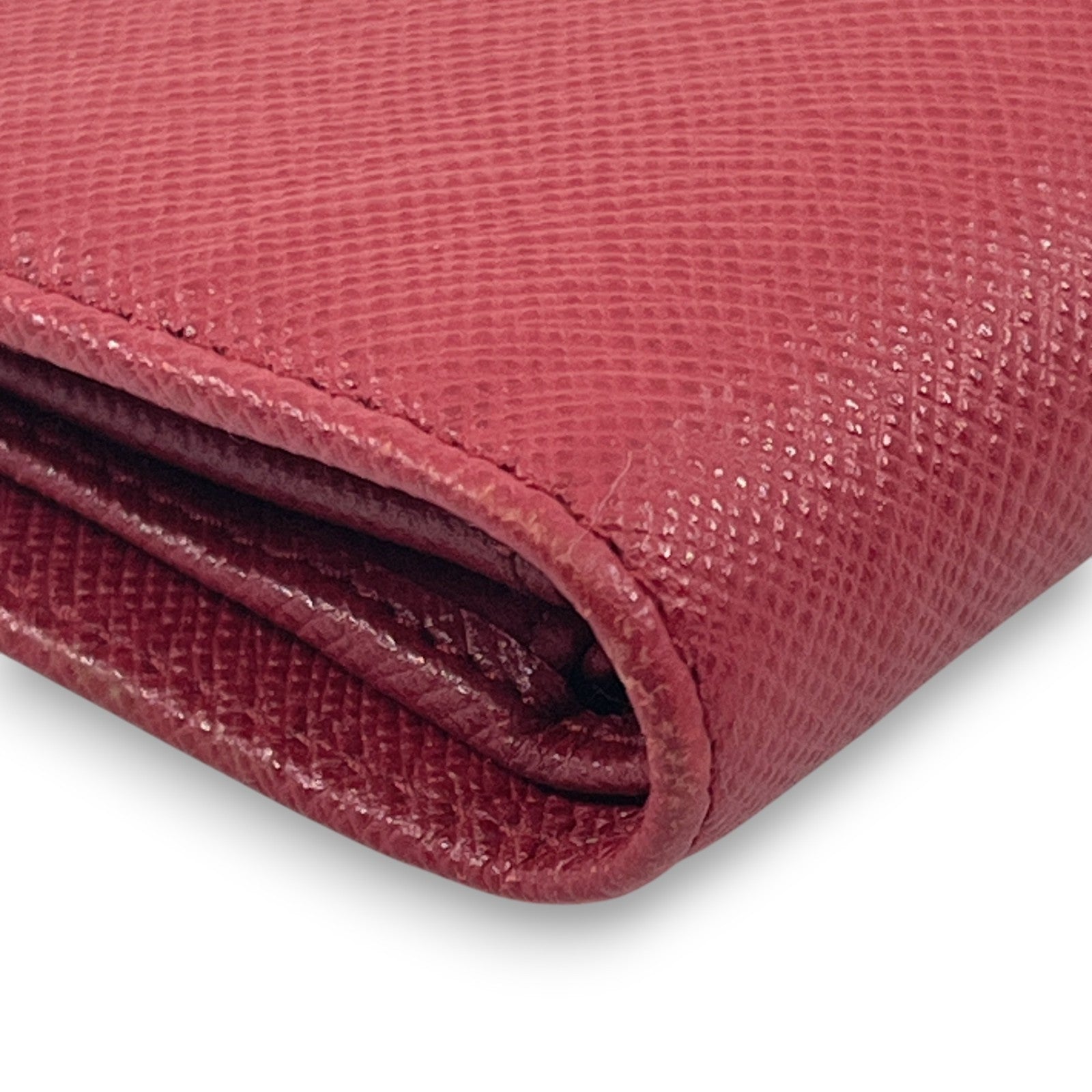 Prada Saffiano Leather Bifold Compact Wallet in Red w/ Box