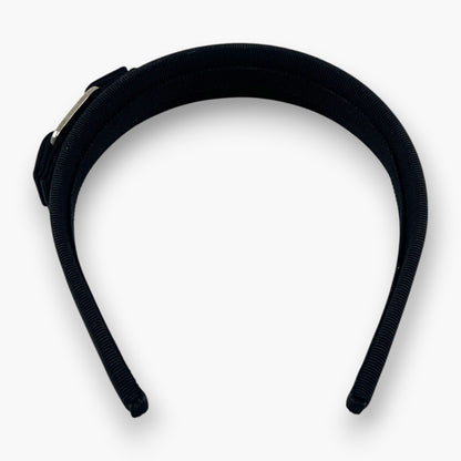 Ferragamo Vara Bow Headband Hair Band Black Silver Hardware Wide