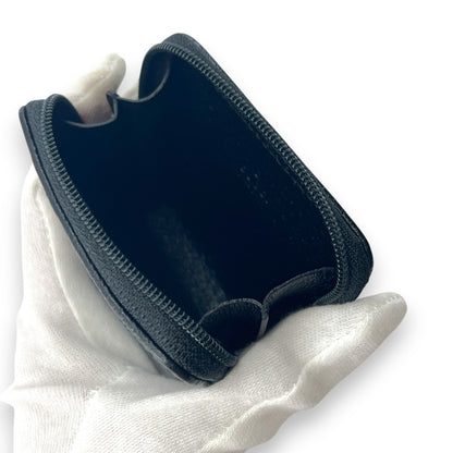 Gucci GG Canvas Coin Purse Black Leather Trim Compact w/ Box