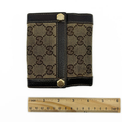 Gucci GG Canvas Bifold Wallet Brown Leather Trim w/ Box