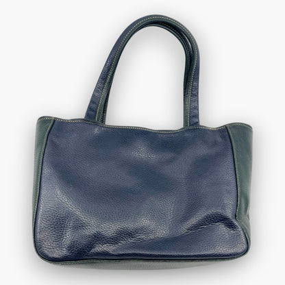 La Tour Eiffel 1887 Leather Handbag Tote Navy Blue Green Logo Badge