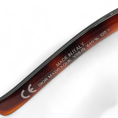 Christian Dior Madrague Square Sunglasses Brown w/ Case