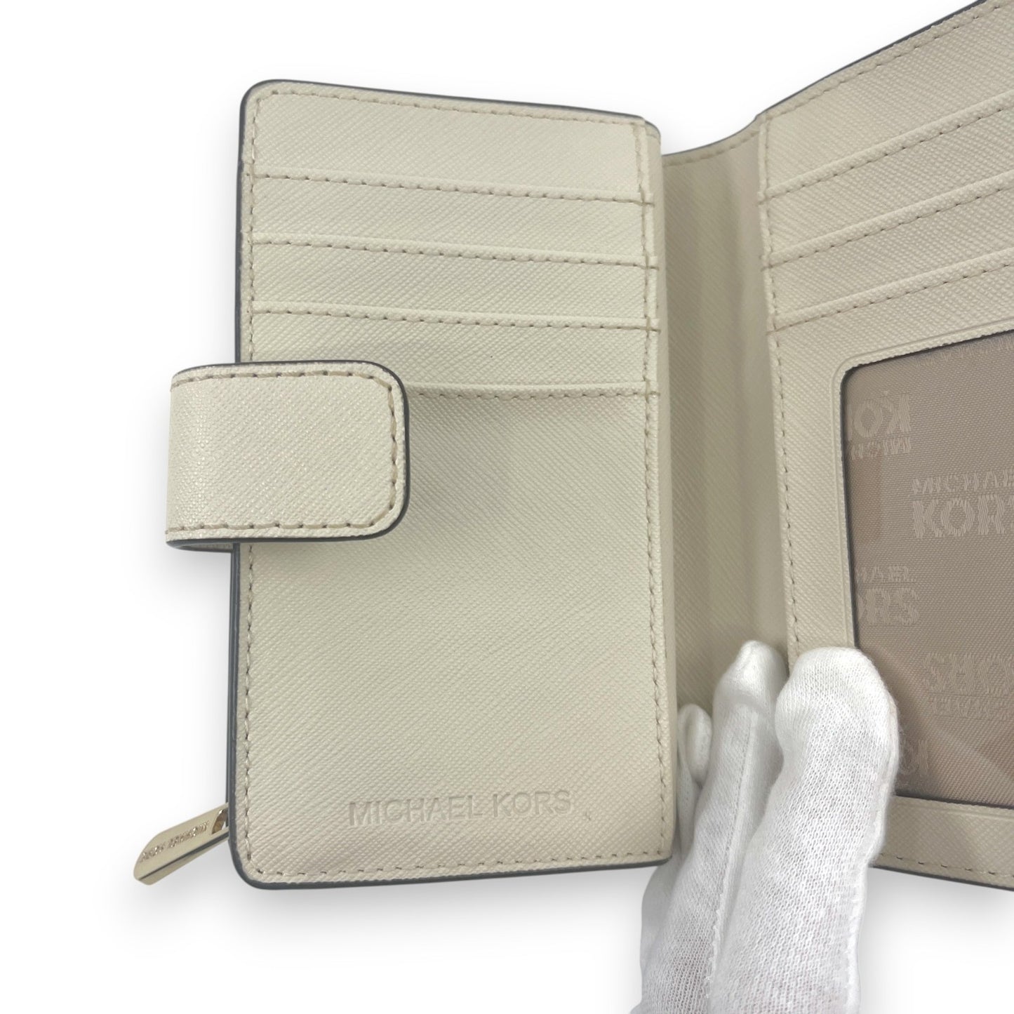 Michael Kors White Leather Compact Bifold Wallet