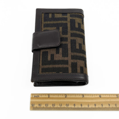 Fendi Zucca  Canvas Leather Bifold Wallet in Brown /w Box