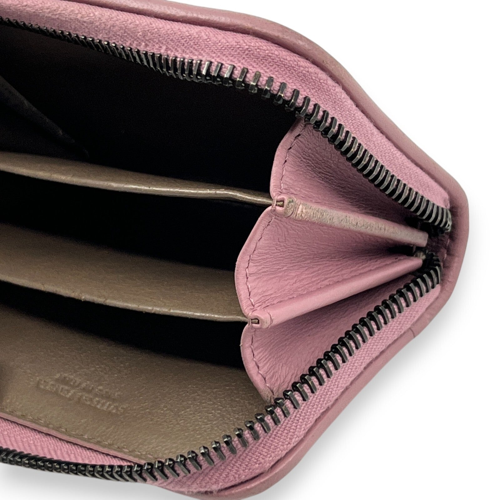 Bottega Veneta Intrecciato Leather Compact Zip-Around Wallet Pink