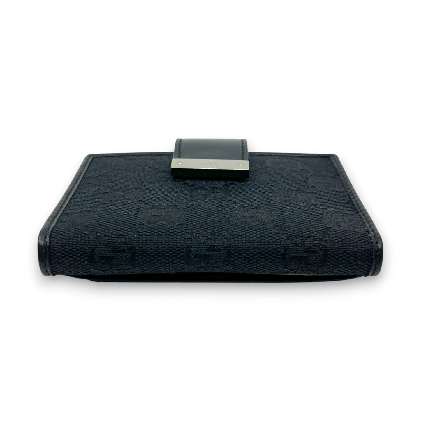 Gucci GG Canvas Card Holder Navy with Matching Leather Trim w/ Box