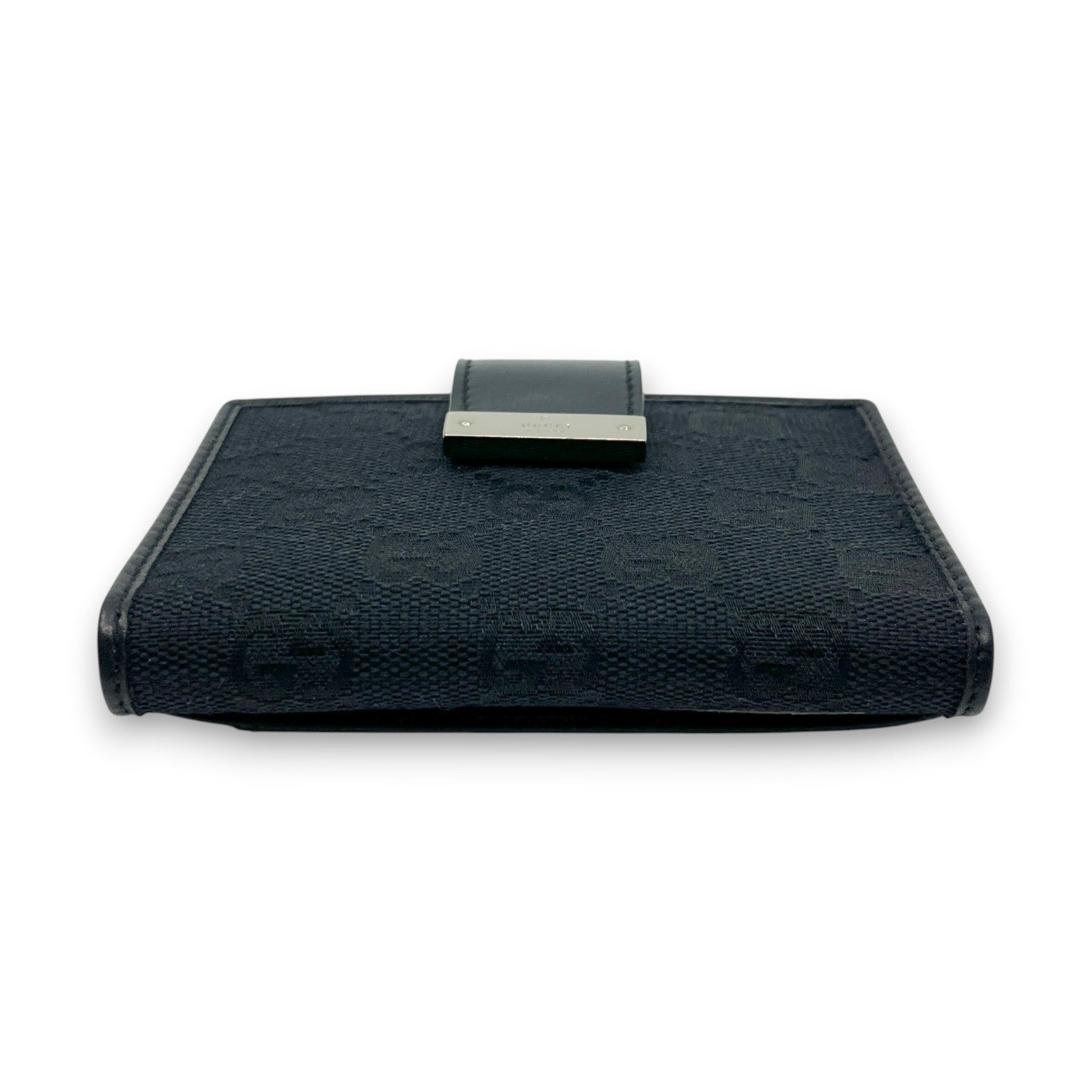 Gucci GG Canvas Card Holder Navy with Matching Leather Trim w/ Box