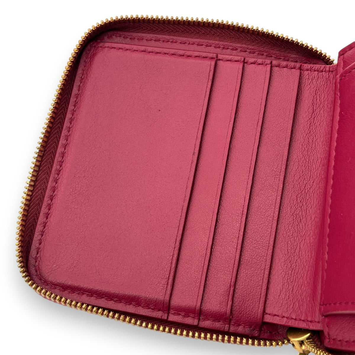 Bottega Veneta Padded Paper Calf Mini Wallet Burgundy Red Zipper