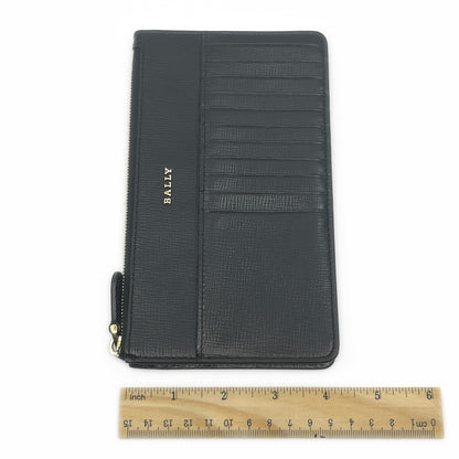 Bally Mandy Leather Chain Card Wallet Black with Box and Dust Cloth